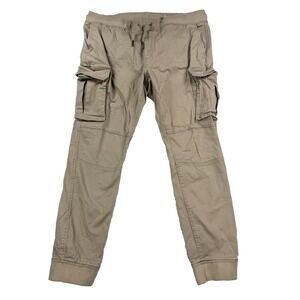 Mens H&M Skinny Fit Cargo Joggers Khaki Brown Size XL Tapered Cuffed